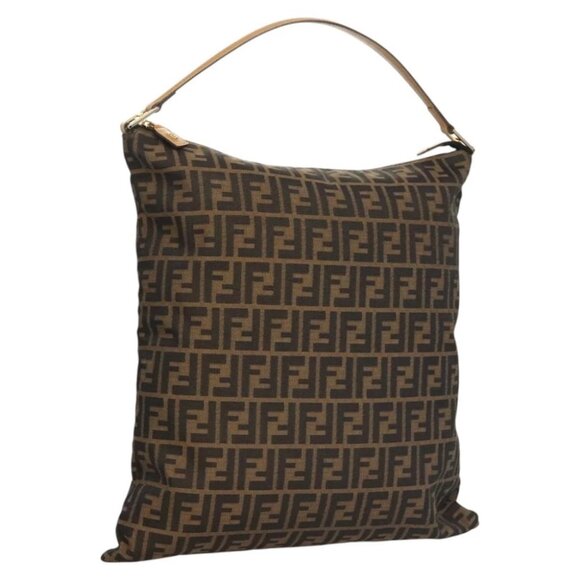 Fendi Handbags - FENDI Zucca Canvas Shoulder Bag Black Brown Auth MX072V